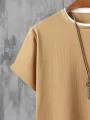 Mens Solid Patchwork Crew Neck Casual Short Sleeve T-Shirts