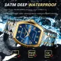 POEDAGAR Luxury Men's Business Casual Quartz Watch Luminous Waterproof Date Week Fashion Tonneau Case Stainless Steel Wristwatch