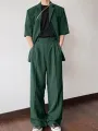 INCERUN Men Sets Short Sleeve Men Suit & Pant Mens Fashion Simple Solid Color Suits Two Pieces Outfits Men's Casual Suits S-5XL