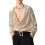 INCERUN Mens Shirts Solid Color Long Sleeve Top Shirts Summer Fashion Stacked Neck Top Shirts Party Male Clothing