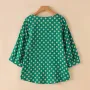 ZANZEA Women Summer Casual 3/4 Sleeve Blouses O Neck Polka Dot Loose Ladylike Shirt Top