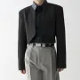 INCERUN - Blazer para hombre, diseño sencillo a la moda, corte entallado, color liso, manga larga, informal, para hombre