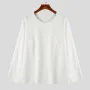 INCERUN Mens Casual Long Sleeve T-shirts Daily Solid Color Loose Fit Comfy V-Neck T-shirt for Spring Fall, S-5XL