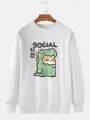 ChArmkpR Mens Cartoon Animal Graphic Crew Neck Daily Pullover Sweatshirts