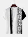 ChArmkpR Mens Tribal Pattern Patchwork Knit Short Sleeve T-Shirts