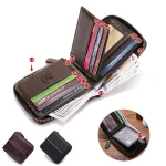BULLCAPTAIN Men's Genuine Leather Wallet Horizontal Zipper Multi-card Design Business Card Holder Driver's License Money Clip