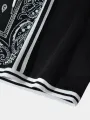 ChArmkpR Mens Ethnic Paisley Print Patchwork Ribbed Cuff Shorts