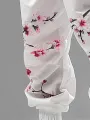 ChArmkpR Mens Pant Japanese Floral Print Drawstring Waist Loose Elastic Cuff Trousers
