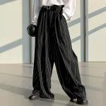 INCERUN Mens Striped Print Casual Elastic Waist Pants Loose Fit Wide Legs Trousers for Male Plus Size S-5XL