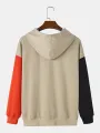 ChArmkpR Mens Ethnic Smile Print Color Block Patchwork Kangaroo Pocket Hoodies