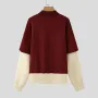 INCERUN - Sudadera con capucha de manga larga para hombre, diseño de patchwork de dos piezas, cuello redondo y cómoda