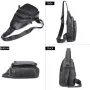 Ekphero Men Genuine Leather Chest Pack Casual Sport Sling Shoulder Backpack Fashion Crossbody Bags Black Travel Chest Bag