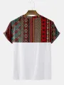 Mens Colorful Geometric Funny Face Print Ethnic Short Sleeve T-Shirts