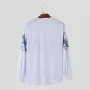INCERUN Men Floral Print V-Neck Long Sleeve Shirt Comfy Loose Fit Casual White Shirt Beach Mens Top Plus Size, Spring Fall