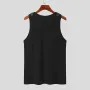 INCERUN Mens Tank Top Fashion Leather Shoulder Strap Design Solid Color Knitted Vest Summer Sleeveless Men's Undershirts
