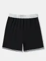 ChArmkpR Mens Ethnic Paisley Print Patchwork Ribbed Cuff Shorts