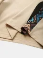 Erkek Etnik Geometrik Desenli Patchwork Mürettebat Yaka İki Parça Kıyafetler