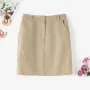 ZANZEA Women Street Fashion OL Work Skirts Side Pockets Plain Zipper Commute Mini Pencil Overskirts