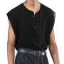 INCERUN Mens Shirt Simple Solid Color Shirts Top Sleeveless V-neck Button Men Tops Daily Casual Shirts