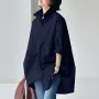 ZANZEA Womens Office Casual Solid Color Long Sleeve Shirts with Pockets Elegant Lapel Button Up Midi Blouse