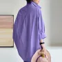 ZANZEA Womens Office Casual Solid Color Long Sleeve Shirts with Pockets Elegant Lapel Button Up Midi Blouse