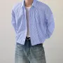 INCERUN Plus Size Men Classic Striped Shirts Long Sleeve Lapel Collar Casual Shirt for Men Daily Vacation Streetwear Male Top