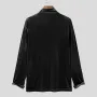 INCERUN Men Solid High Neck Velvet Long Sleeve T-Shirt Plus Size