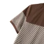 ZANZEA Women Summer T Shirt Vintage Striped Short Sleeve Tee Korean Fashion Round Neck Patchwork Tunics Casual Knitted Tops