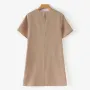 ZANZEA Fashion Style Womens Temperament Pleats Splicing Dresses Ladylike Short Sleeved Mini Contrast Dress