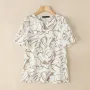 ZANZEA Women's Summer Elegant Print Blouse Casual Flare Sleeve O-Neck Cutouts Tops