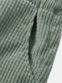 Mens Solid Golf Shirt Corduroy Casual Two Pieces Outfits