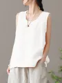 ZANZEA Plus Size Womens Tank Top Solid Crew Neck Sleeveless Casual Women Tanks