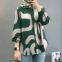 ZANZEA Ethnic Style Women Blouse Lantern Sleeve Geometric Pattern Shirt Fashion O-Neck Button Up Top