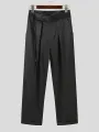 Men Japen Solid Color High Waist Loose Straight Drape Pants