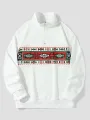 ChArmkpR Mens Ethnic Geometric Print Patchwork Half Zip Sweatshirt Two Pieces Outfits