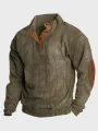 ChArmkpR Mens Pullover Hoodies Two Tone Patchwork Stand Collar Corduroy Pullover Sweatshirts