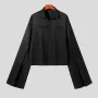 Men Irregular Flared Long Sleeve Lapel Collar Loose Fit Shirt