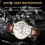 POEDAGAR Luxury Rhinestone Business Men Quartz Watch Calendar Week Luminous Pointer Leather Strap Waterproof Wristwatch