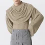 INCERUN Men's Layered Design Swing Collar Long Sleeve Tshirt Comfy Soft Loose Fit Sleeve T-Shirt for Men Plus Size