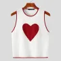 INCERUN Mens Tops Men's Fashion Chest Love Pattern Vests Summer Daily Casual Patchwork Sleeveless Top S-5XL