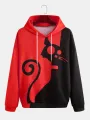 ChArmkpR Mens Contrast Cartoon Animal Print Patchwork Kangaroo Pocket Drawstring Hoodies