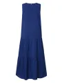Women Sleeveless Solid Color O-neck Casual Layered Maxi Dress