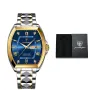 POEDAGAR Luxury Men's Business Casual Quartz Watch Luminous Waterproof Date Week Fashion Tonneau Case Stainless Steel Wristwatch
