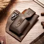 BULLCAPTAIN Genuine Leather Waist Bag for Men Belt Bag Packs 7inch Cell Phone Purse Waist Bag Wear Buckle Retro Belt Pack