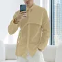 INCERUN Men Solid Color Long Sleeve Shirt with Right Tab Design Comfy Loose Fit Lapel Top for Men Plus Size Spring Fall