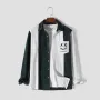 ChArmkpR Mens Smile Embroidered Patchwork Corduroy Long Sleeve Shirts