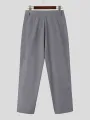 INCERUN Men Plain Cross Pleated High Waist Loose Fit Pants