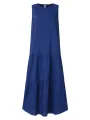 Women Sleeveless Solid Color O-neck Casual Layered Maxi Dress