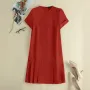 ZANZEA Women Plus Size Solid Ruffle Hem Pocket Short Sleeve Crew Neck Casual Dress