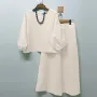 ZANZEA Women Casual Solid Top Pant Sets Spring Summer Puff Sleeve Top Wide Leg Trouser 2pcs Outfits Daily 2 Pieces Womens Suits 5XL Autumn